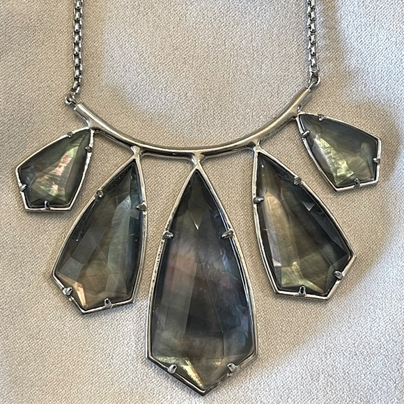 Kendra Scott Adjustable Rhyan Necklace Rhodium Black - Picture 3 of 7